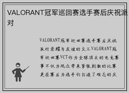VALORANT冠军巡回赛选手赛后庆祝派对