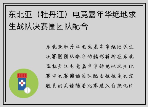 东北亚（牡丹江）电竞嘉年华绝地求生战队决赛圈团队配合